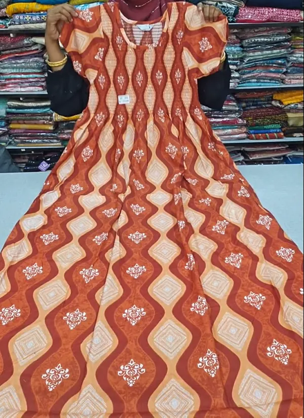 Premium Cotton Smocked Maxi Gown With Side pocket | MG71